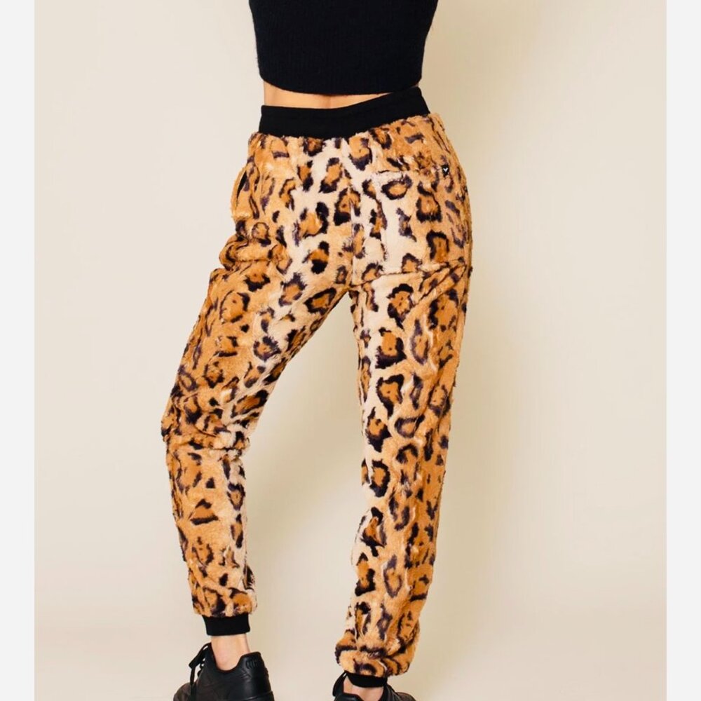 Women's Designer Sweatpants/Tan Cheetah - Picture 2 of 8
